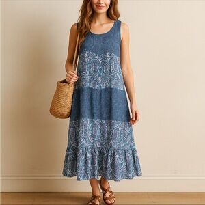 Vintage Women’s maxi 100% cotton Lagenlook Artsy Layered Look Art Teacher